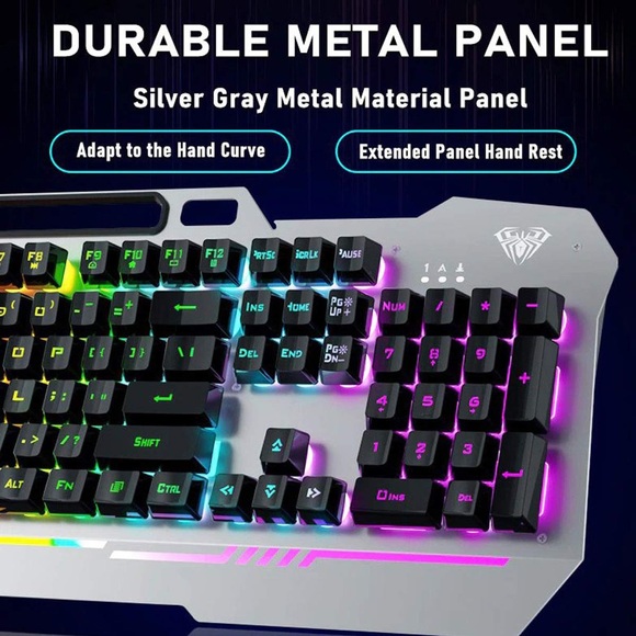 RGB Backlit Gaming Keyboard Mouse Combo, Wired Gaming Set - Picture 5 of 7